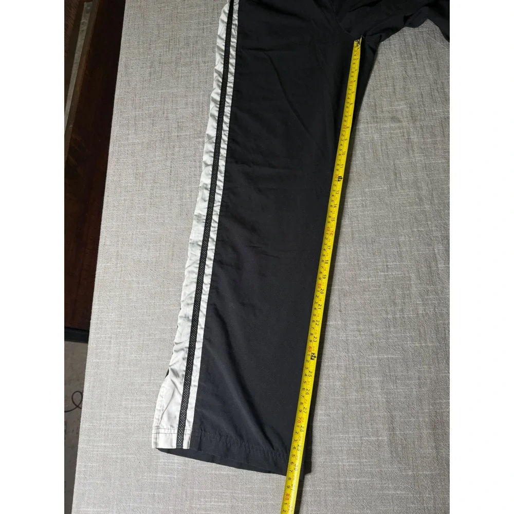 Nike Vintage Track Pants Black White Side Stripe Mesh Wide Leg Mens Medium